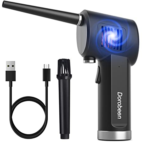 Druckluft-Staubwedel, kabellos, tragbar, wiederaufladbar, Druckluft, 33000 U/min, elektrischer Staubwedel für Computer-Tastatur, Elektronik, 6000 mAh Akku, elektronisches Gebläse (schwarz)