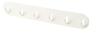 WYJRO Accroche ustensiles de Cuisine adhesif, avec 6 Crochets pour Pot à Suspendu, Cuisine Rack, étagère Murale Cuisine, Suspension Cuisine,Porte Outils,Blanc,28.5 * 4.5cm