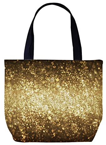 The Stars Are Shining In Gold Stilvolle Canvas-Tragetasche mit Innentasche mit Reißverschluss, leicht, goldene Sterne, wiederverwendbare personalisierte Tasche, Geburtstagsgeschenk, für Damen, Kinder