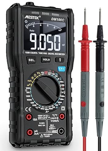 MESTEK DM100 bouton multimètre numérique true-rms 10000 comptes avec graphique à barres analogique AC/DC tension ampèremètre courant Ohm manuel/voiture