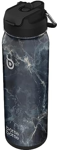 BOTTLE BOTTLE Borraccia termica in acciaio inox da 700 ml, per bicicletta, con cannuccia e coperchio regolabile, organizer per pillole per bevande quotidiane (pietra nera)