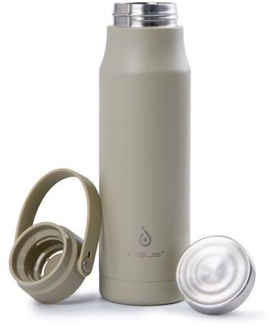 IDEUS Insulated Water Bottle 24oz, Vacuum Stainless Steel Water Bottle with Handle for Sports,Travel and School, 100% Leakproof, BPA-Free and Reusable Hydro Flask for Hot and Cold Water, Tea, Coffee