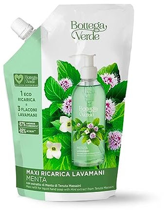 Bottega Verde - Menta, Lavamani Maxi Ricarica, 750 ml, con estratto di Menta di Tenuta Massaini