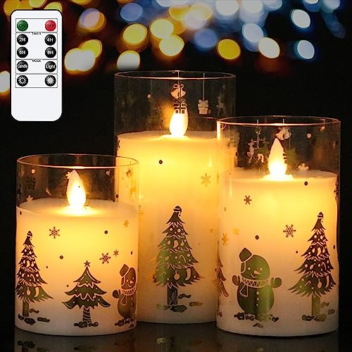 Eldnacele LED Weihnachtskerzen, 3er Set mit Schneemannmotiv