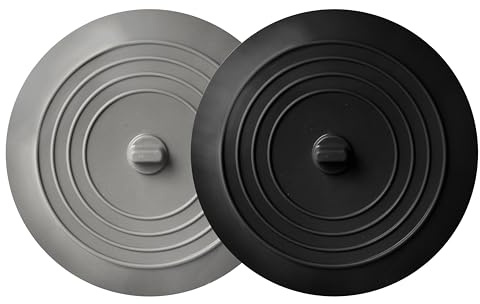 2 Pack - Black and Gray 6 Kitchen Sink and Bathtub Stoppers Set for Standard Kitchen Sink Drain and Bathtub Drain