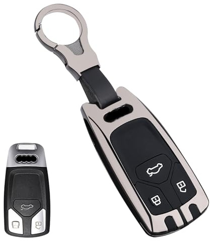 Sucxyor Kompatibel mit Audi Schlüsselhülle A3 A4 A6 A7 A8 Zinklegierung Autoschlüssel Hülle Kompatibel mit Audi Q2 Q3 Q5 Q7 TT TTS Schlüssel Cover Schutzhülle mit Schlüsselanhänger
