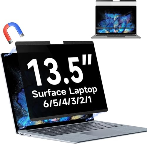Filtre de Confidentialité pour 13.5 Pouces Surface Laptop 6/5/4/3/2/1 | Magnétique Protection D'écran pour Microsoft Surface Laptop, Amovible Filtre Anti Lumiere Bleue Anti Espion Anti-Reflet