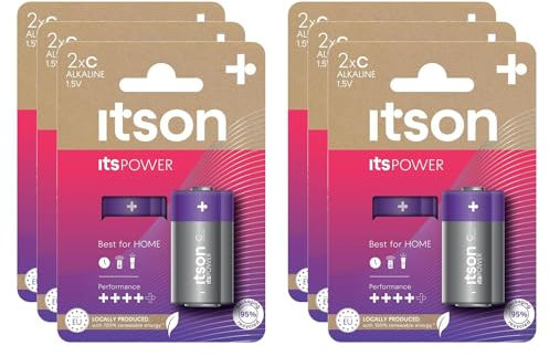 ITSON - Lote de 6 pilas alcalinas LR14/C 1,5 V ItsPOWER