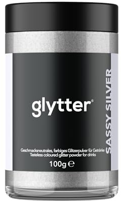 Glytter Glitzerpulver (SILBER), Dekopulver für ca. 1000 Drinks/Cocktails | essbarer Glitzer zur Dekoration von Getränken und Flüssigkeiten , geschmacksneutral
