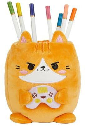 balvi Stiftehalter Fluffy Kawaii Gamer Farbe Orange Flauschig weiche Gamer-Katze Kunststoff/Polyester