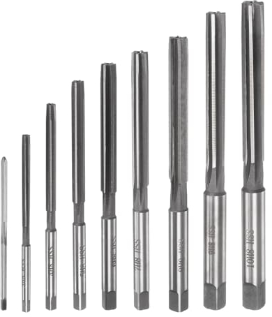 uxcell Juego de 9 escariadores de mano de 2 mm, 3 mm, 4 mm, 5 mm, 6 mm, 7 mm, 8 mm, 9 mm, 10 mm, H8, broca métrica de acero para escariar agujeros de madera y metal