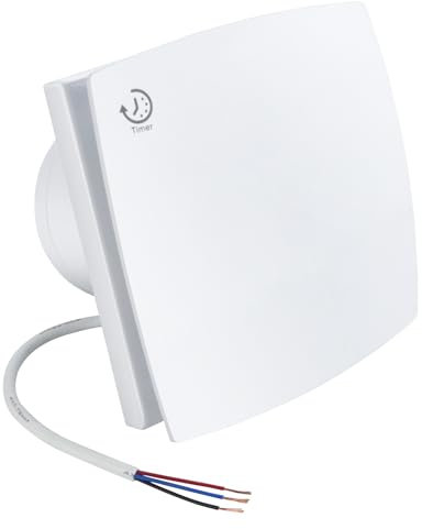 Ventilador extractor silencioso de 100 mm para baño, inodoro, cocina, con temporizador, 95 m³/h, 30 dB, con panel frontal moderno