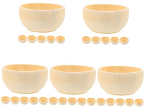 DIYEAH 30 Stk Holzschüssel Holzschalen Zum Bemalen Holzbesteck Holzschalen Zum Zeichnen Holzspielzeug Bastelspielzeug Aus Holz Kleine Holzschalen Unvollendete Schalen Diy Liefert Hölzern