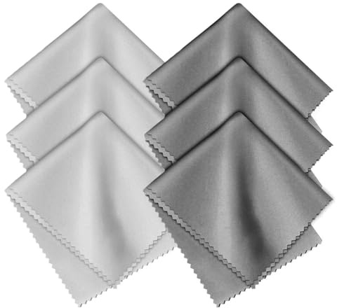 JchEnye Panni di pulizia, confezione da 6, panni di pulizia in microfibra per fotocamere, obiettivi, occhiali, schermi, tablet, occhiali da vista, 6 x 7 pollici (15 x 18 cm), grigio/grigio scuro