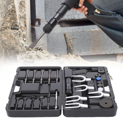 Kit martello ad aria compressa con scalpelli e valigia, per riparazioni auto, rimozione di ruote, bussare parti della carrozzeria