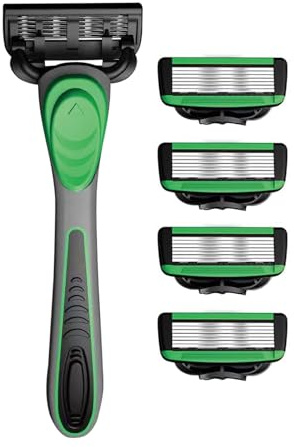 Herrenrasierer mit 7-lagiger Klinge und ergonomischem Gummigriff, Rasur, 5 Ersatzköpfe