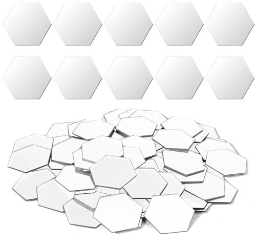 144 Piezas Espejos Autoadhesivos Pared, 46 x 40 cm Hexagonal Flexibles Espejos Autoadhesivos Acrílico Plastico Azulejos de Espejo para Decoración del Hogar, Baño, Dormitorio, Sala de Estar, Armario