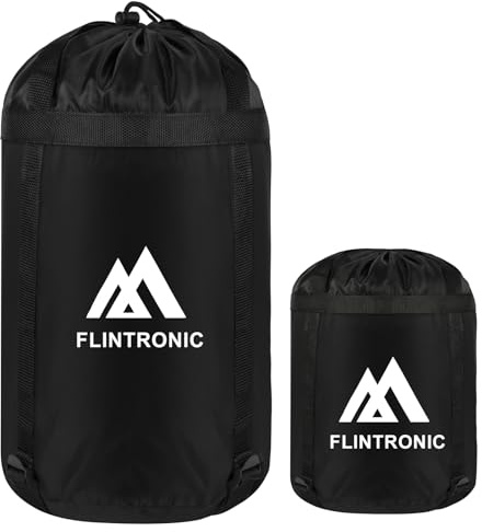 flintronic Kompressionspåse för sovsäck, lätt vattentät kompakt saksäck, kompressionspåse med ripstop-tyg, förvaringsväska med dragsnöre för camping, vandring, L