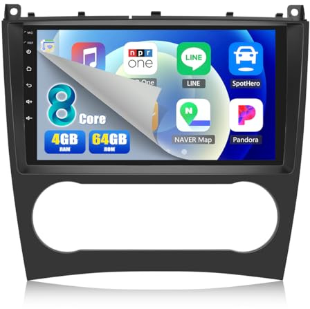 4G + 64G 8Core Android 13 CAMECHO bilradio med Navi för Mercedes Benz C-klass W203 W209 C180 C200 2005-2009 med Benz Carplay Android Auto, 9 tums skärm med Bluetooth5.0 RDS/FM WiFi MirrorLink DSP