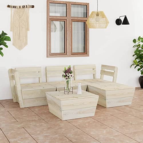 Xichuzi 5-TLG. Garten-Paletten-Lounge-Set, Möbelsets, Gartenmöbel, Garten Lounge, Lounge Set, Loungemöbel Terrasse, Loungeset, Terrassenmöbel, Imprägniertes Fichtenholz
