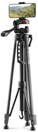 Hama I Trípode para cámaras de Fotos, vídeo y Smartphone con Funda (Star 153 3D, Rosca 1/4, Altura MAX. 153 cm, Orientador 3D) Negro