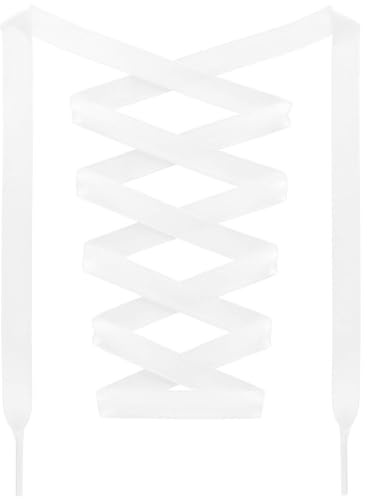 DANHUA Lacci per scarpe in nastro di raso: 1 cm di larghezza lacci per scarpe da ginnastica da donna 2 paia, 02 Bianco, 31 Inch (80 CM)