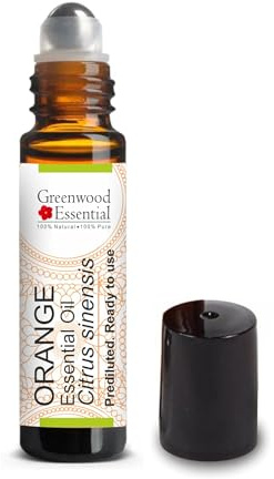 Greenwood Essential Olio essenziale di arancia (Citrus sinensis) Miscela roll-on pre diluita pronta all'uso per aromaterapia e applicazioni topiche sulla pelle per bambini e adulti 10 ml (0,33 oz)