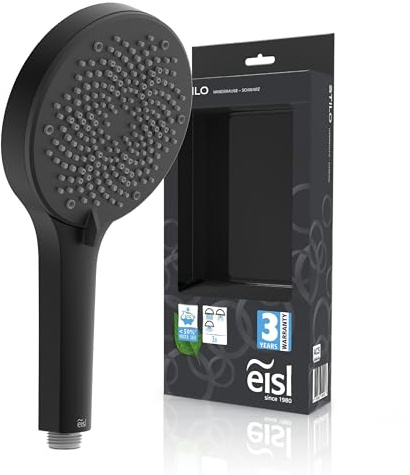 EISL STILO DX7076 Douchette de douche réglable sur 3 positions, avec joint d'économie d'eau, raccord universel de tuyau de douche, douchette à main, noir