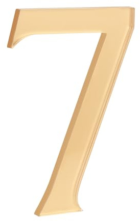 HASWARE 4-Inch Self-Adhesive House Number - Waterproof and Weather-Resistant - Easy Installation for Home Mailbox Post Door (Gold, 7)