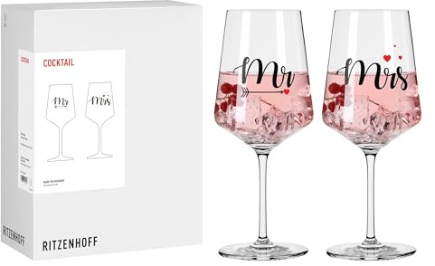 RITZENHOFF Cocktail-Glas 2er-Set - 500 ml - Made in Germany | Artikelnr. 8131001, Serie Sprüche, 2 Cocktail-Gläser 500 ml, Kristallglas, spülmaschinenfest