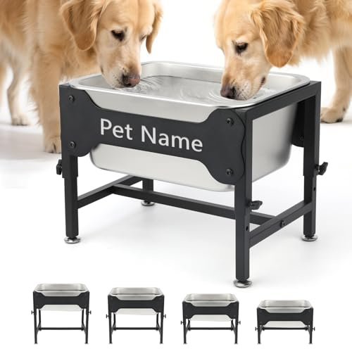 BWOGUE 3 Gal Elevated Dog Water Bowl, Stainless Steel Stand for Large Dogs