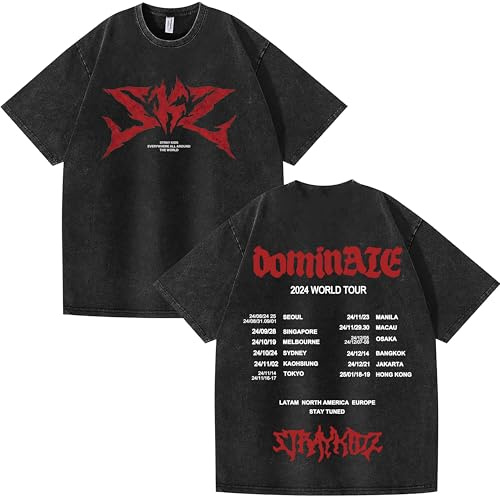 NCTCITY Uomo Donna T-Shirt in Cotone Maglietta StrayKidz domin Ate Unisex Vintage Batik Camicia a Manica Corta Harajuku Blusa Tops World Tour 2025