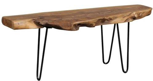 Casa Moro Wooden Bench Garden Bench Flower Bench - Lowboard Sideboard Table Wood Living Room Hallway Outdoor Metal Teak Pedestal 100 x 40 cm