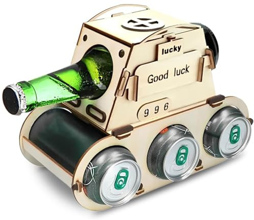 Bierträger Holz, Panzer Design Bier Geschenke Für Männer, Flaschenträger Holz Für Partys und Geschenk für Männer zum 30, 40, 50 Geburtstag