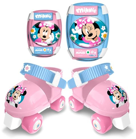 Combo Patins 4 Roues + GENOUILLERES COUDIERES Minnie, 23-27, Blue & White