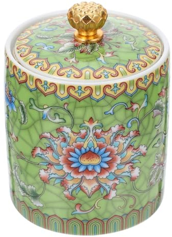 JECOMPRIS Tea Canister with Lid Tea Storage Jar for Loose Leaves Sealed Storage Container for Kitchen Countertop and Home Decoration Ceramic 2.91 X 2.91 X 4.02 in