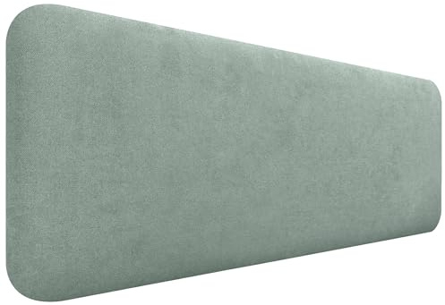 DHOME Gepolstertes Glattes Abgerundetes Kopfteil aus Aqualine-Stoff für Wand Akustik-Kopfteile Schalldämmend Kopfende Bett Schlafzimmer (Wassergrün, 145cm)