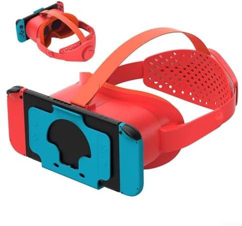 Auriculares VR para Nintendo Switchs, con lentes HD ajustables y cómoda correa para la cabeza para Switch HD pantalla portátil 3D VR gafas (naranja y azul)