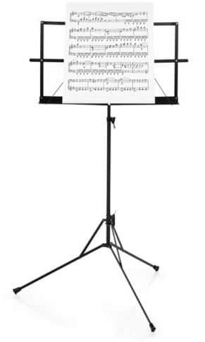 Portabler verstellbarer Tisch-Notenständer – Faltbarer Metall-Notenhalter mit stabilem Standfuß und neigbarer Ablage für klare Notenansicht beim Üben von Klavier, Gitarre, Geige im Studio oder Zuhause