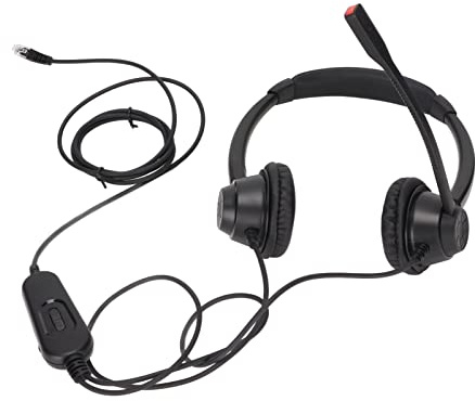 NBVGHPSRW H390D – RJ9 – MVA telefonheadset, dubbla öron trådbundet kontorshalsband med brusreducerande mikrofon, RJ9 Plug affärs-headset för callcenter, kundservice och telemarketing