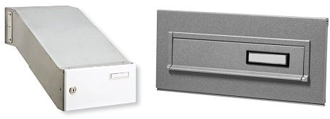 BURG-WÄCHTER Einwurfblende für Durchwurfbriefkästen, Stahl, Blende 794 Si, Silber+BURG-WÄCHTER Durchwurfkasten ohne Blende, A4 Einwurf-Format, Verzinkter Stahl, Kasten 795, Weiß