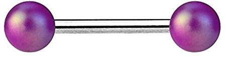 beyoutifulthings PERLEN MATT Brustwarzen-Piercing Intim-Piercing Brust-Piercing Edelstahl Stab-Dicke 1,6mm Stab-länge 16mm Kugel 6mm Farbe Lila