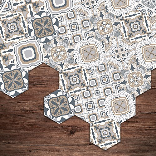 Alwayspon Vinyl Piastrelle Piano Adesivo per la Decorazione Domestica - Esagono Salotto Cucina Bagno Pavimento Campagna Decalcomanie, Sbucciare e Stick autoadesiva