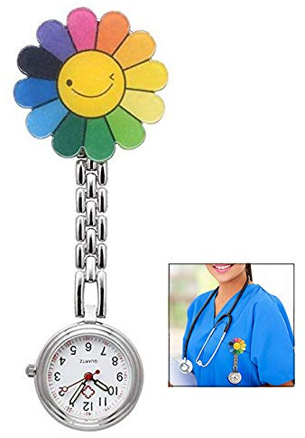 LHKJ Orologio da Tasca per Infermieri,Orologio a Spilla Silicone al Quarzo con Clip da Appendere Sorriso Modello,Unisex