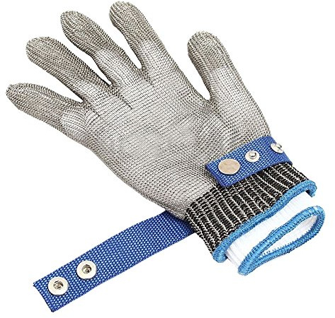 Mintice Handschuh schnittfest stechen beständig Schnittfester Stabbeständiger Edelstahl Draht Baumwolle Handgelenkschutz rostfreier Stahl Metall Mesh Metzger XL Schutz 5 Ebene Fisch Arbeiten