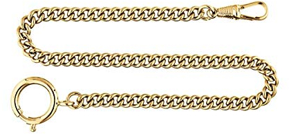 Hermann Jäckle Taschenuhrkette KM2 Rundpanzer vergoldet Messing Kette für Taschenuhr 30cm Länge | Made in Germany