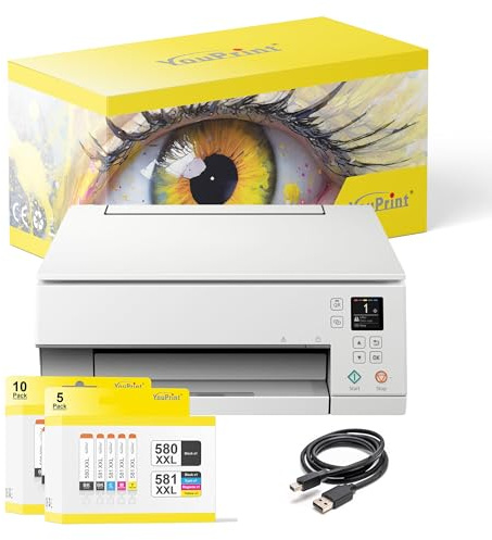 YouPrint Bundle TS6351 Multifunktionsgerät (Drucker, Scanner, Kopierer) mit 15 kompatiblen YouPrint Druckerpatronen für Canon 580 581