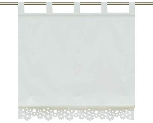 Yujiao Mao Halbtransparenter Raffrollo mit Lasercut Design Glänzende Seidenoptik Raffrollos mit Schlaufen Wohnzimmer Raffgardine Beige BxH 60x150cm 1er Pack