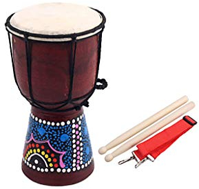 Alnicov 4 Inch Vintage African Djembe Drum Wood Goat Skin Good Sound Traditional Musical Instrument