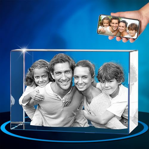 ArtPix 3D Crystal Photo, regalo personalizado con su propia foto, imagen grabada con láser 3D, cristal rectangular grabado, regalos de cumpleaños conmemorativos para mamá, papá